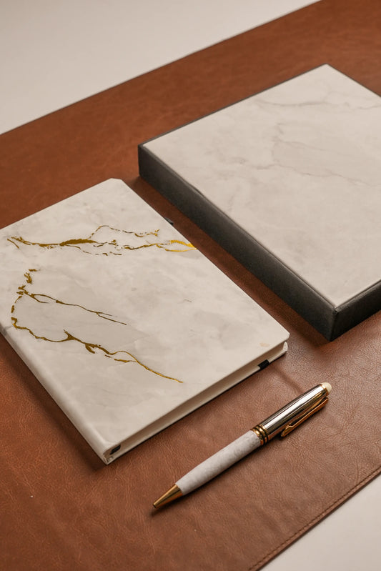 Marbled Box - Premium Diary & Pen Gift Set