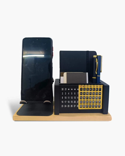 WorkStation Pro 2026 – Metal Desk Organizer with Calendar & Phone Stand
