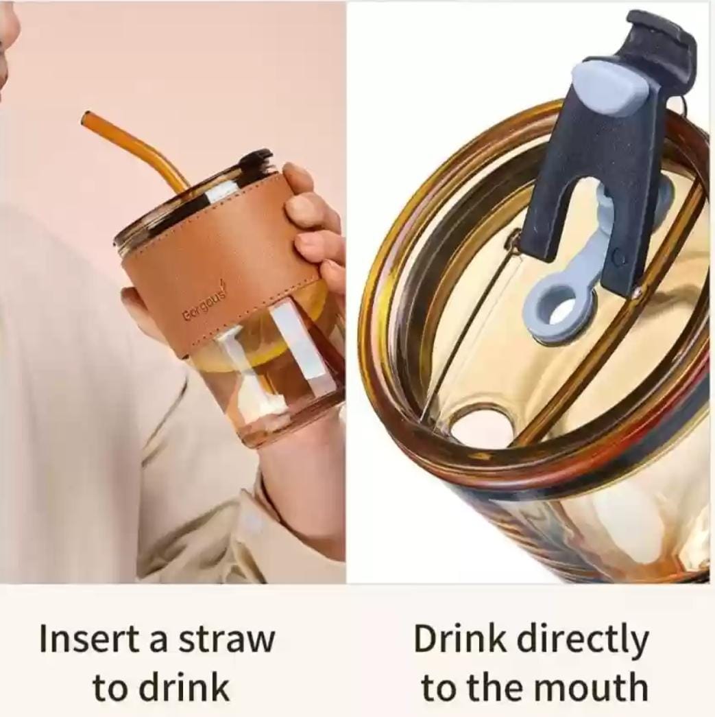 Gogetter - Coffee Mug, Glass Sipper with Straw