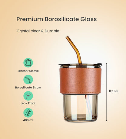 Gogetter - Coffee Mug, Glass Sipper with Straw