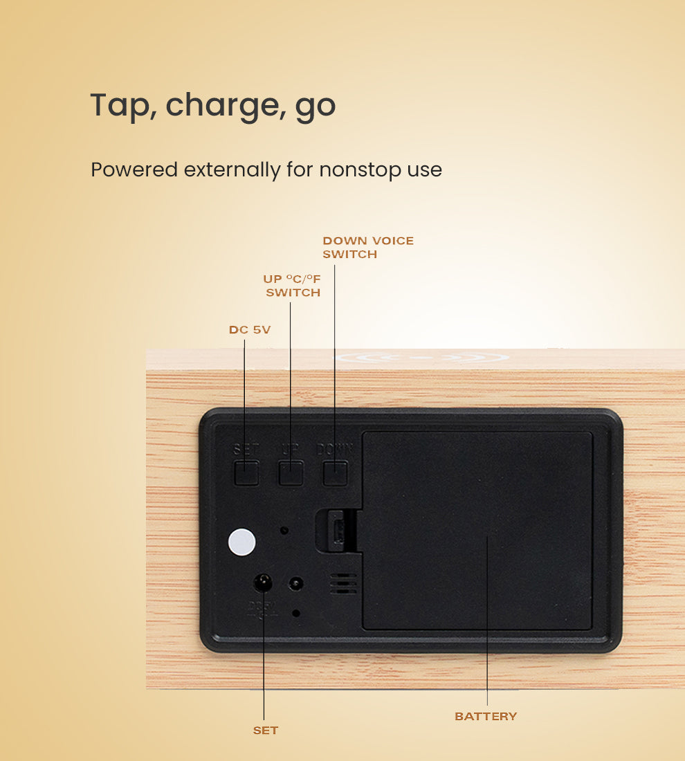 TimeWave LED Clock - Wireless Charger Clock