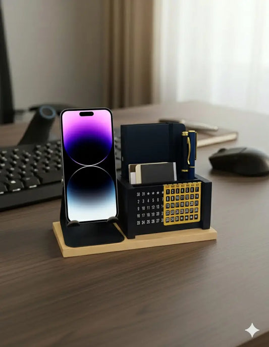 WorkStation Pro 2026 – Metal Desk Organizer with Calendar & Phone Stand